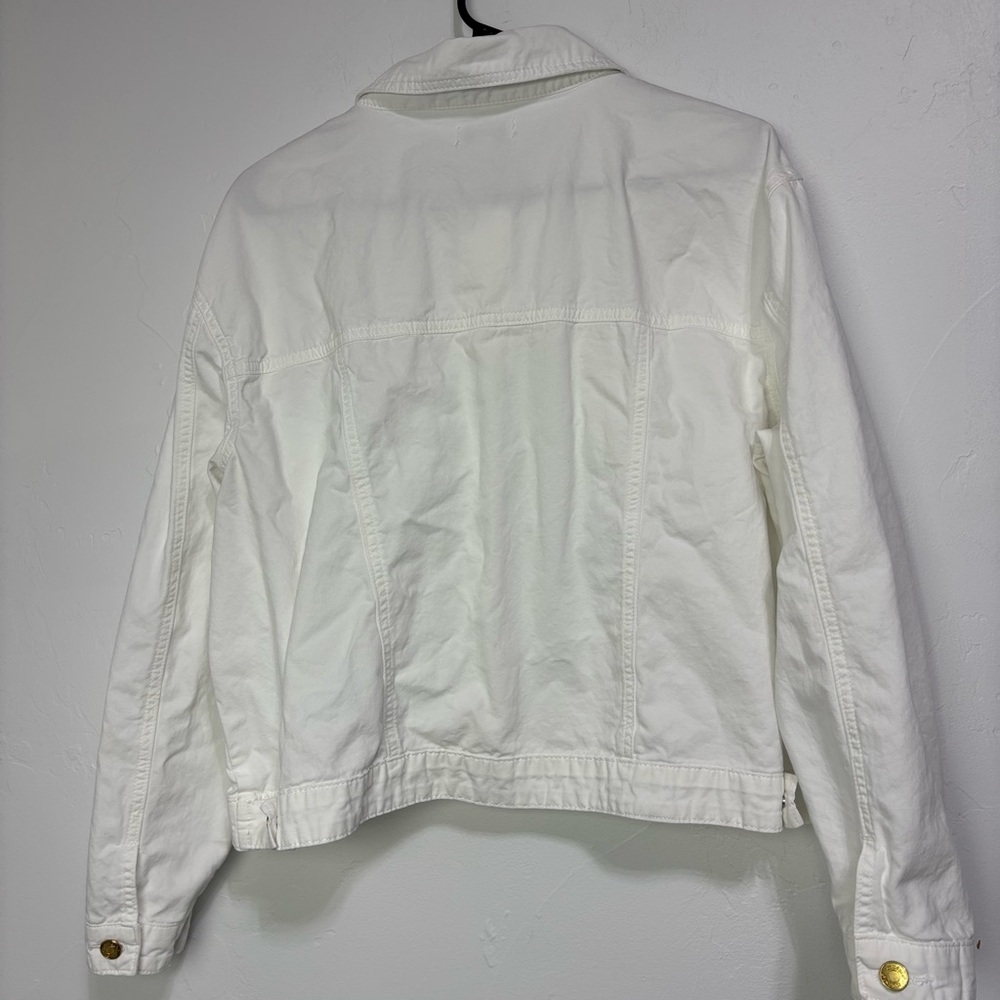 Mudpie White Cropped Boxy Women Jacket Blazer Lightweight XL Button Front - Picture 5 of 11